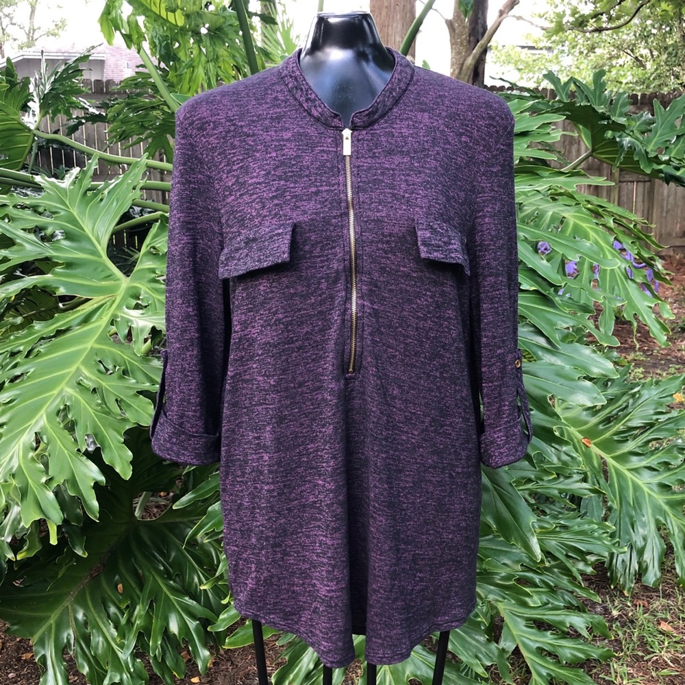 Olivia Blu Purple and Black 3/4 Sleeve Tunic Top